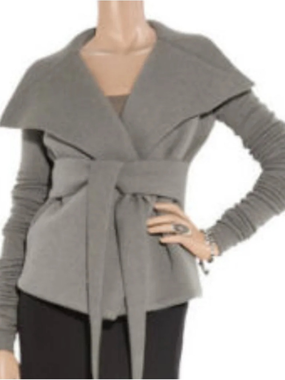 Rick Owens Gray Wrap Belted Cardigan